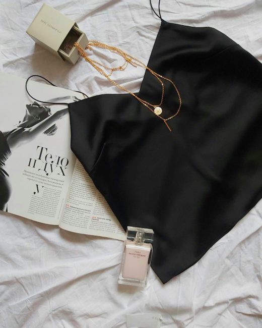 Black satin camisole