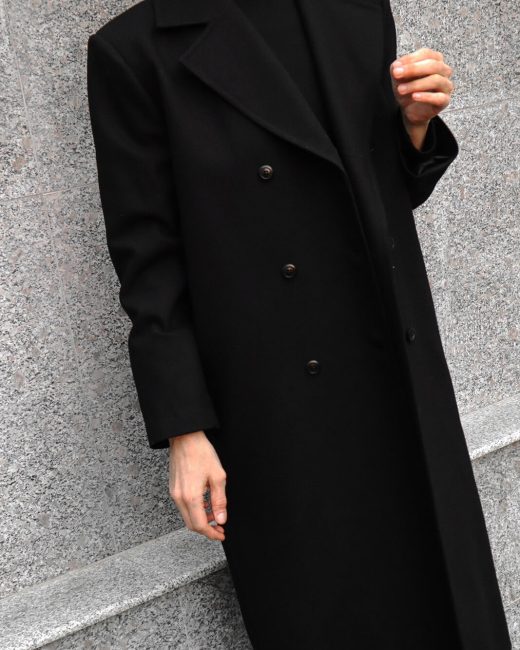 Double-breasted wool-blend coat