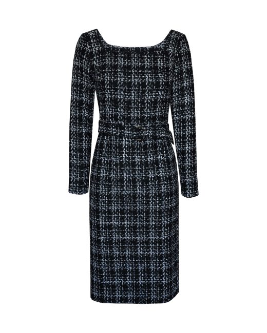 Kim Checked Tweed Pencil Midi Dress