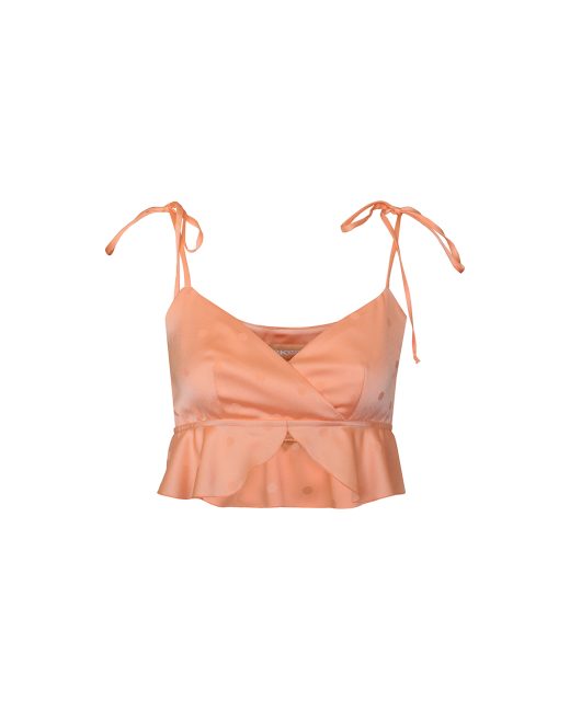 Peach cropped ruffled top