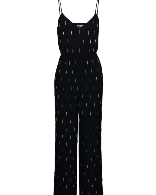 Manhattan crystal hand-embellished wide-leg crepe jumpsuit