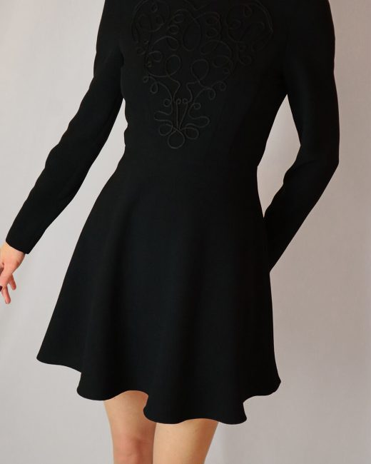 Alma black hand-embroidered crepe mini dress