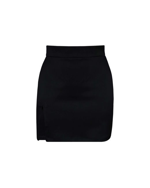 Caraco satin split mini skirt