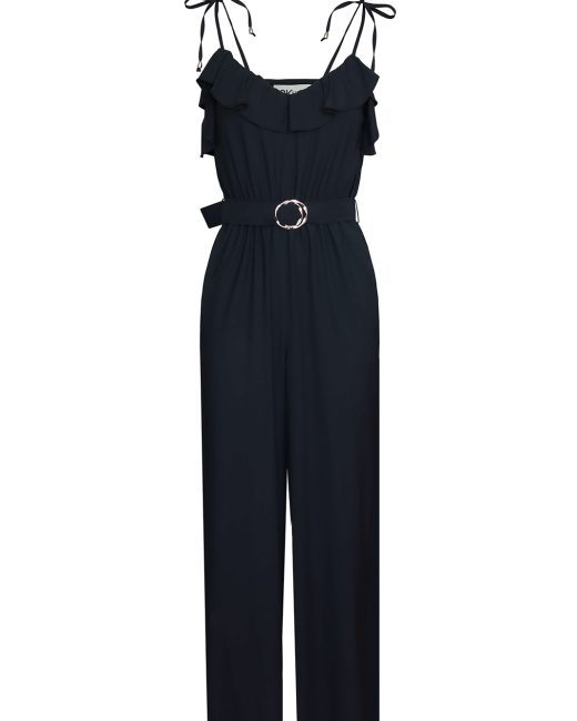 Isabel belted spaghetti strap wide-leg viscose jumpsuit