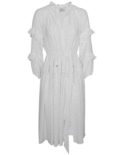 Aaron ruffled polka-dot viscose midi dress