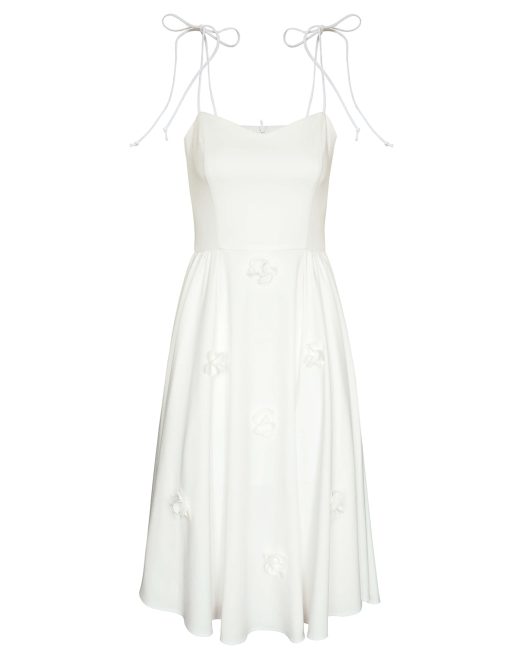 Another gathered floral embellished midi dress