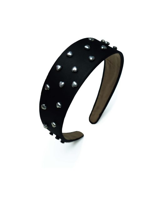 Inima Metal Heart Hand-Embellished Satin Headband