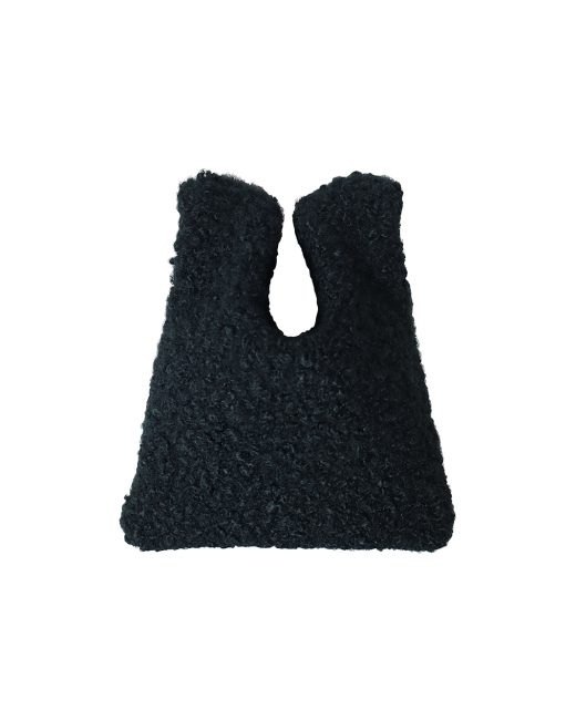 Black Faux Shearling Mini Pouch - front view