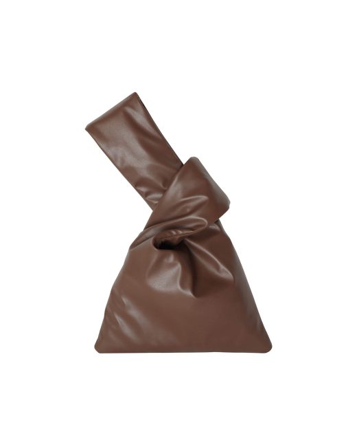 Caramel Faux-Leather Wristlet Pouch