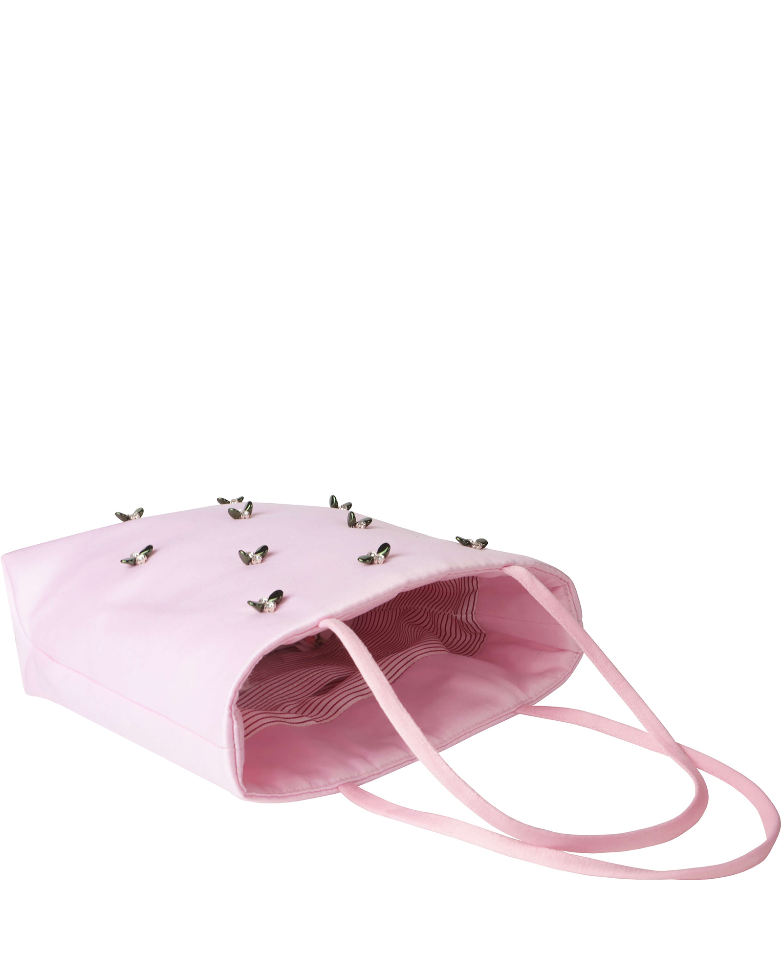 Olive Hand-Embellished Satin Mini Tote Bag - Image 6